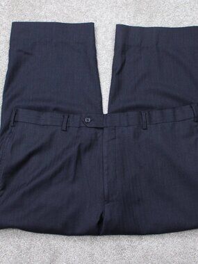 Jos. A. Bank Pants Mens 38x24 Black Striped Wool Signature Collection Flat Front